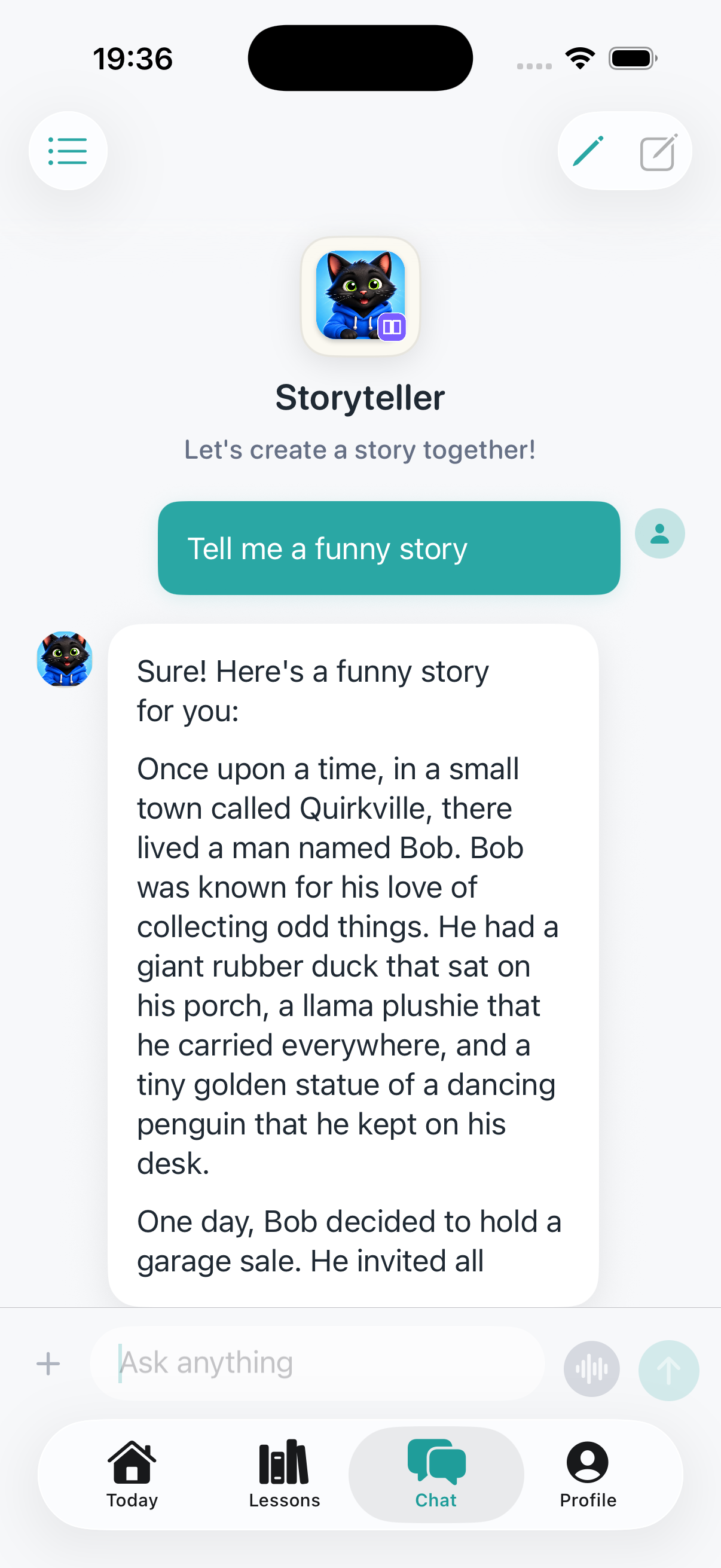 AI helper response in CodePaw on iPhone