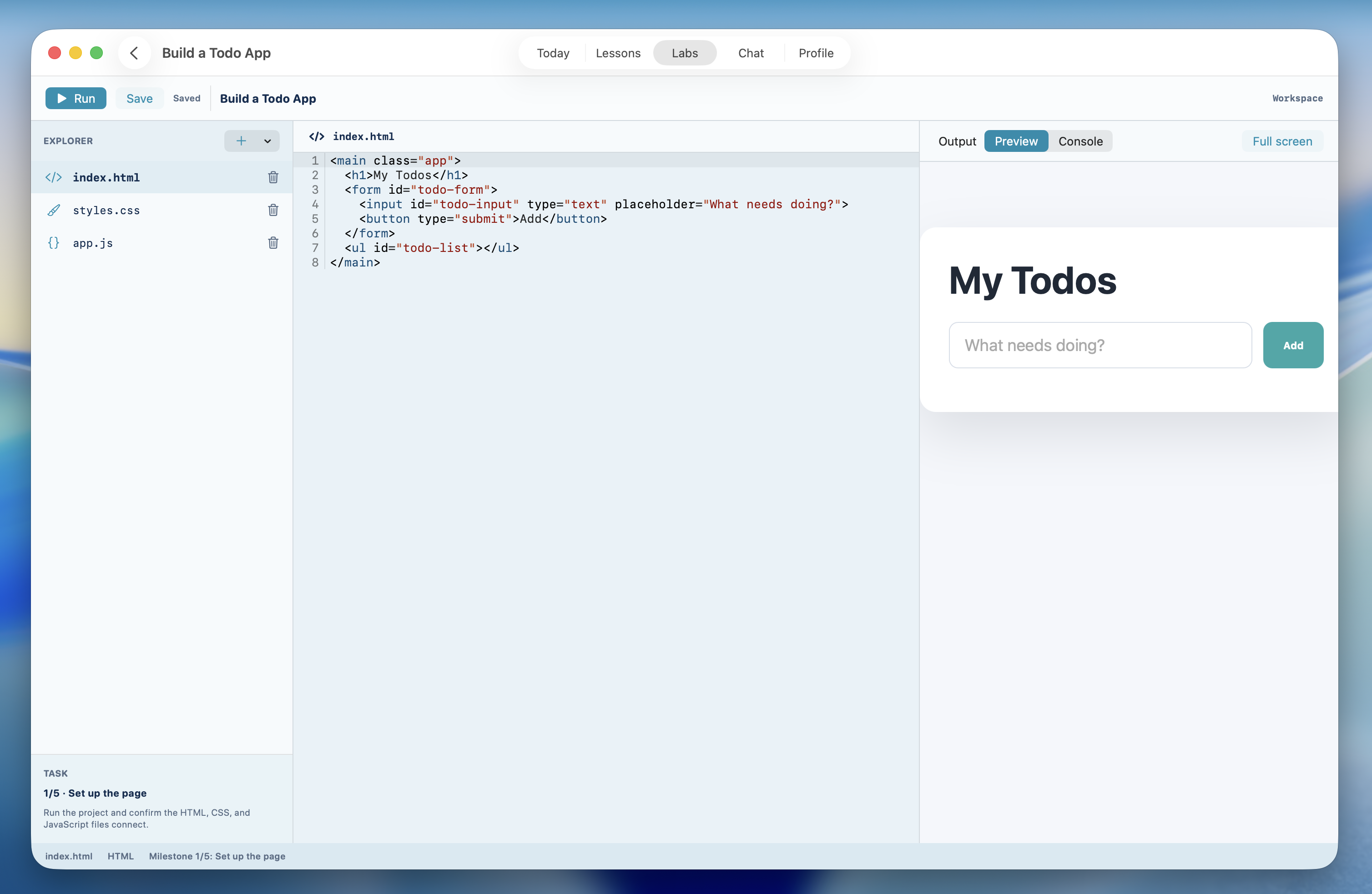 Code Lab editor and preview in CodePaw on Mac