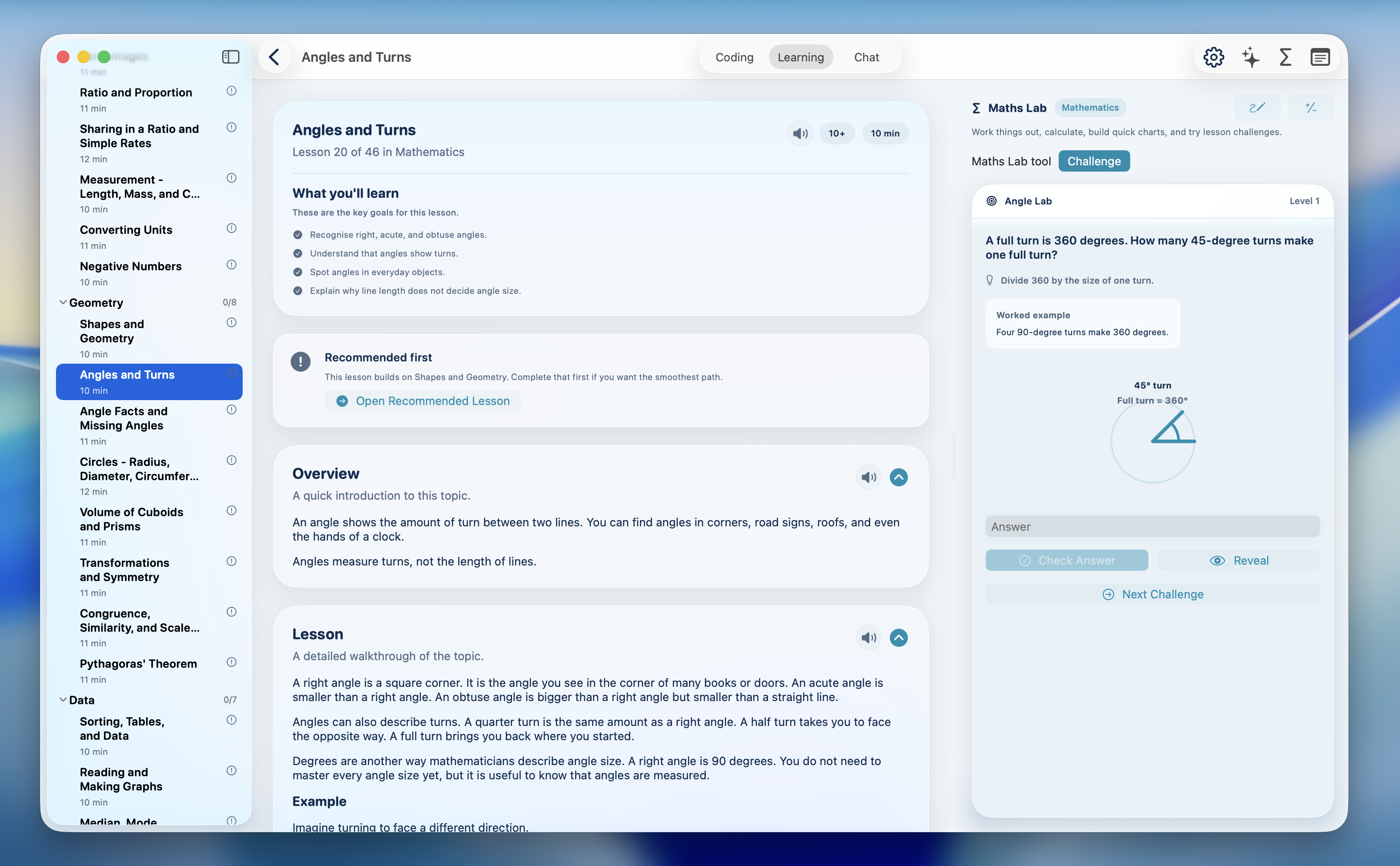 Maths lesson with an interactive lab in CodePaw on Mac